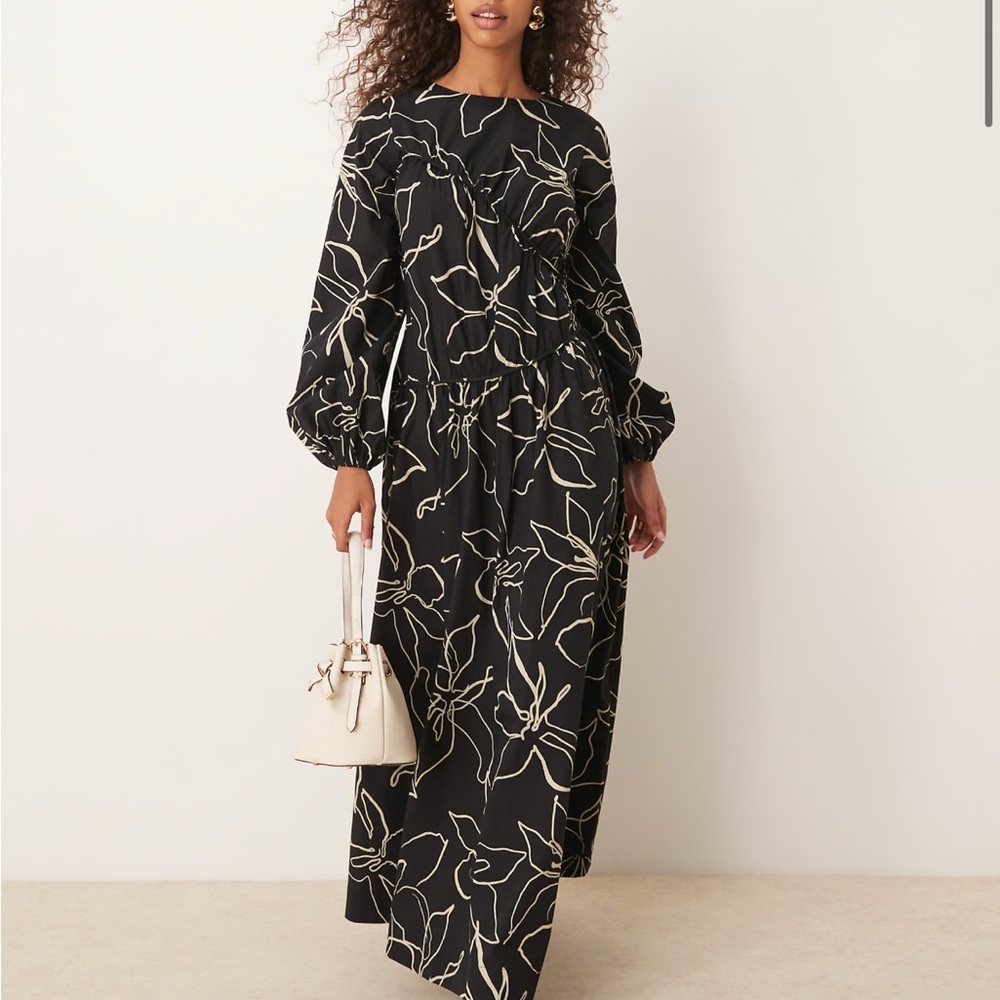 Elegant Black Floral Women's Dress